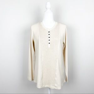 Bob Timberlake Cream Size Medium Long Sleeve Thermal Henley Top
